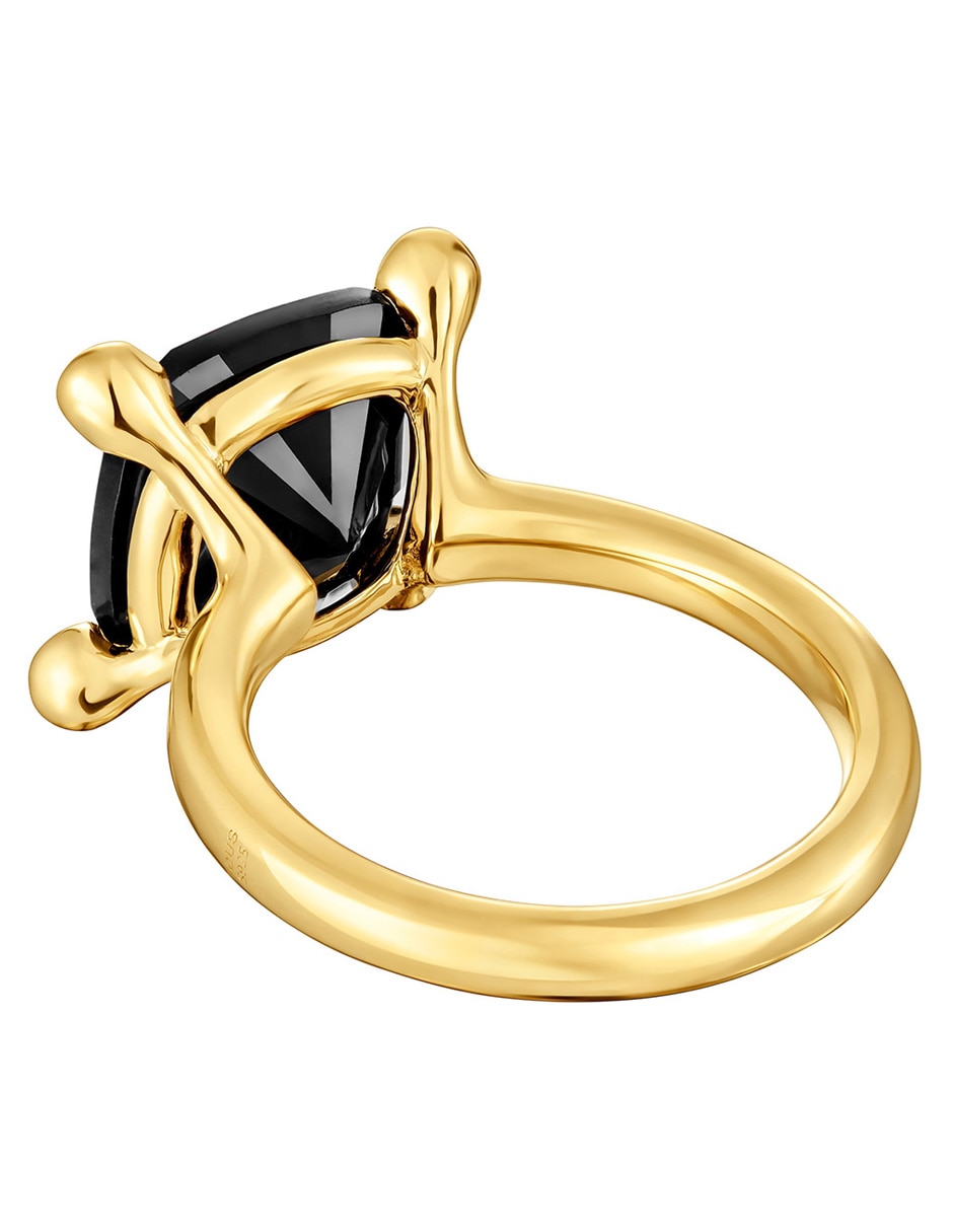 Anillo cuadrada de plata P 925 ónix con acabado baño de oro
