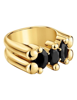 Anillo de oso Color Bear Oso de plata P 925 ónix baño de oro