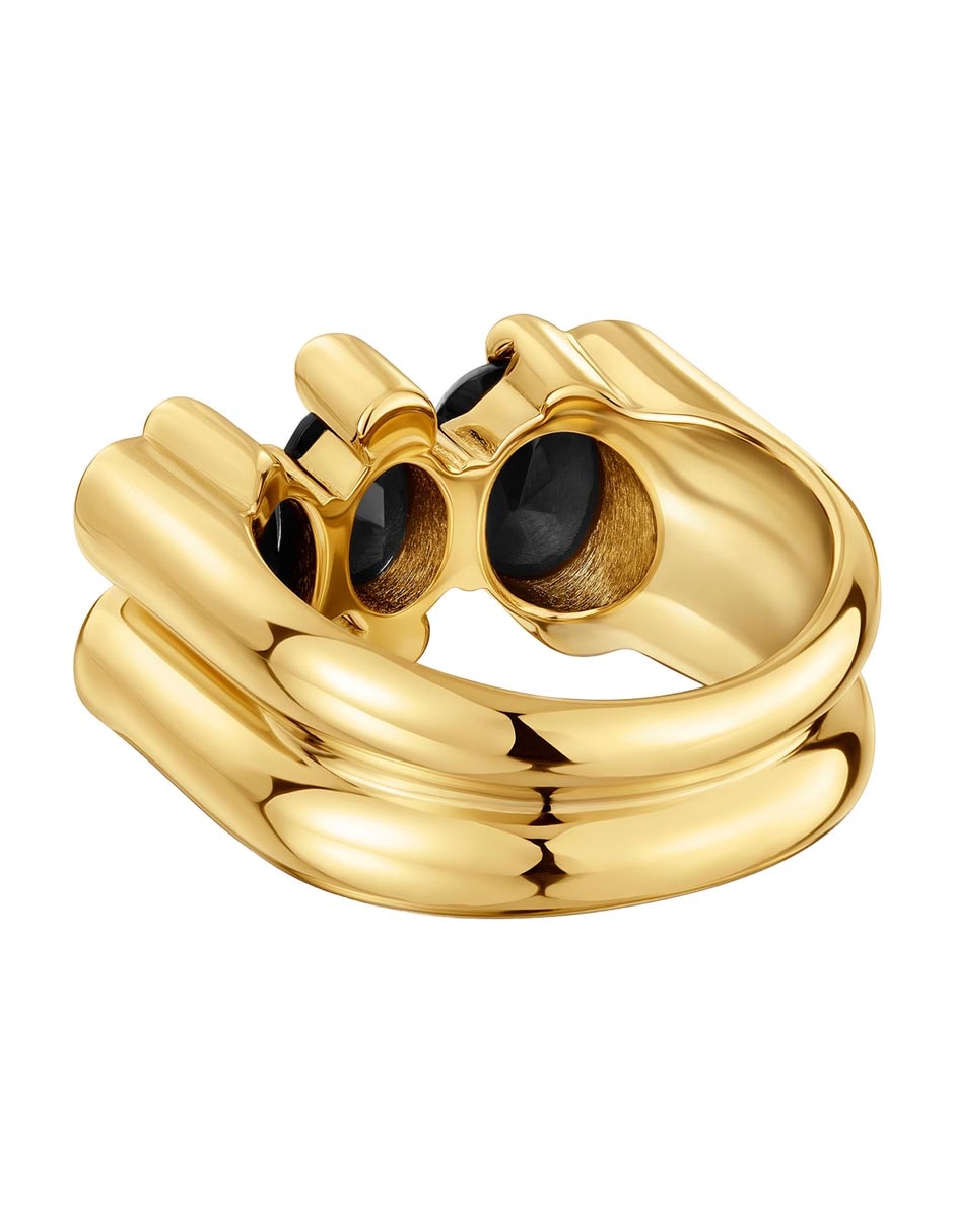 Anillo de oso Color Bear Oso de plata P 925 ónix baño de oro 3