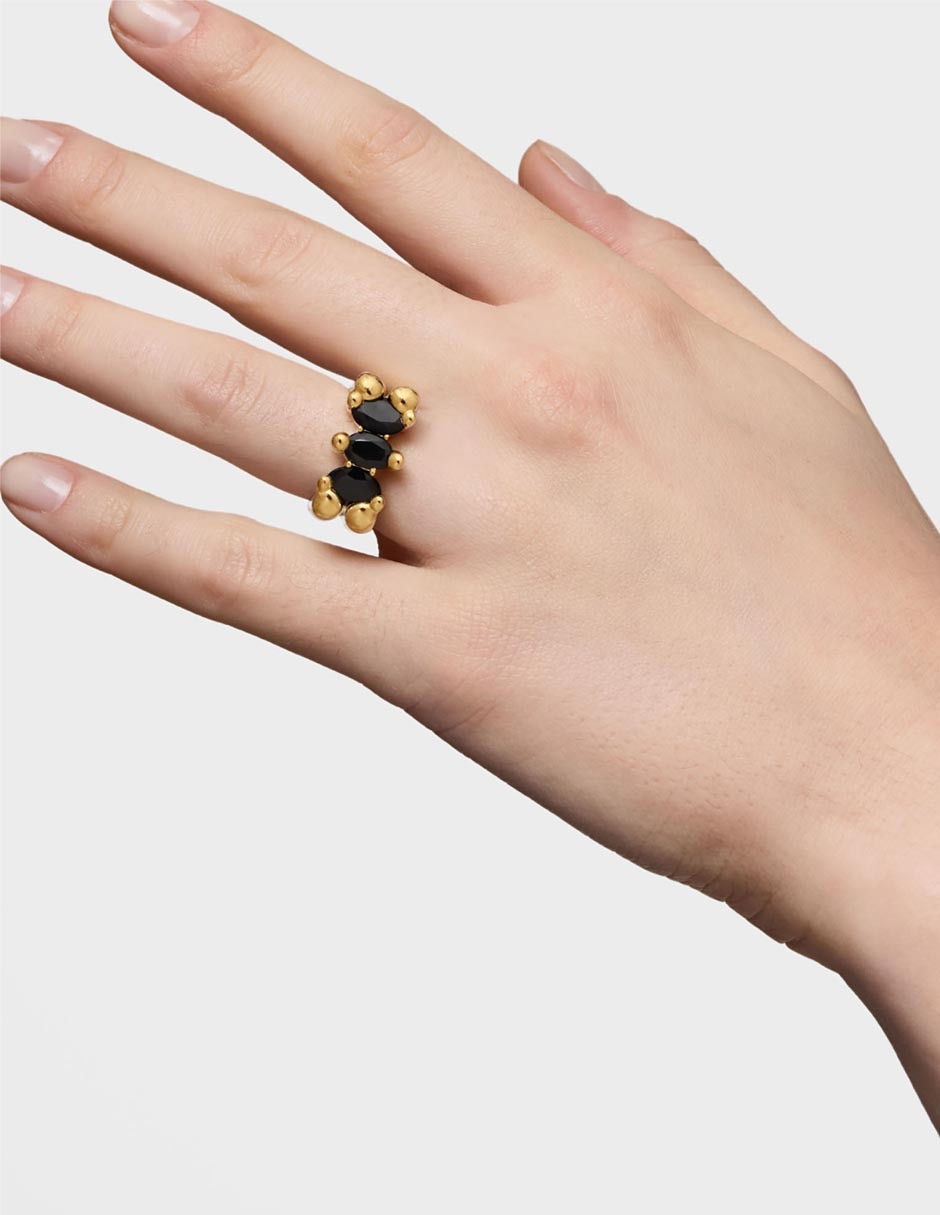 Anillo de oso Color Bear Oso de plata P 925 ónix baño de oro 5