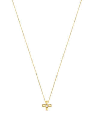 Collar de cruz de oro amarillo 18 K