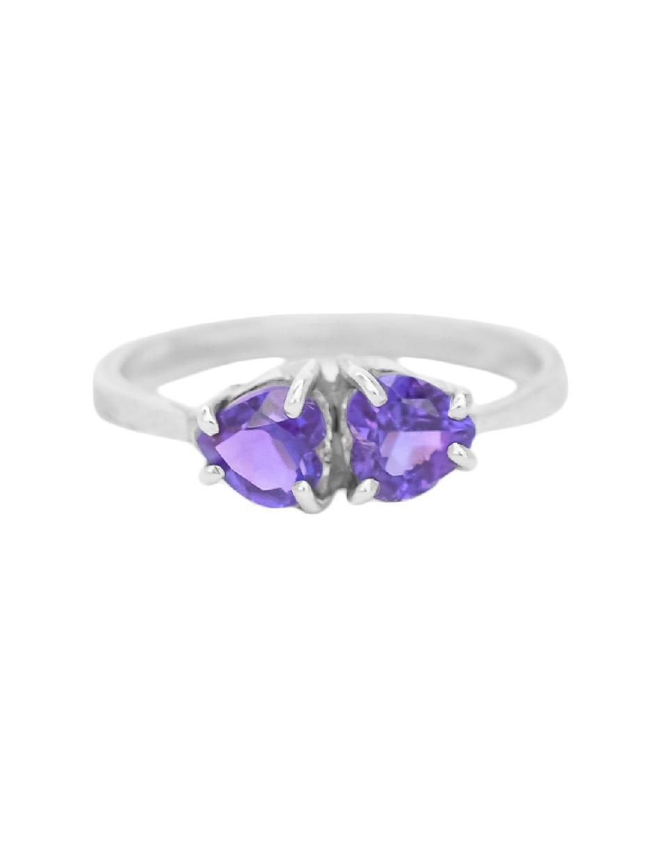 Anillo de corazón Destellos De La Tierra P 925 de plata amatista pavé 5