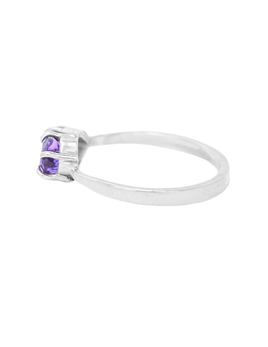 Anillo de corazón Destellos De La Tierra P 925 de plata amatista pavé