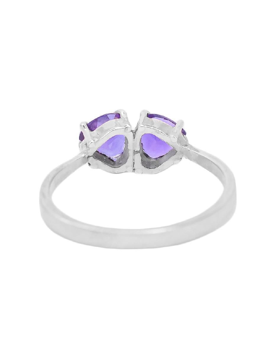 Anillo de corazón Destellos De La Tierra P 925 de plata amatista pavé