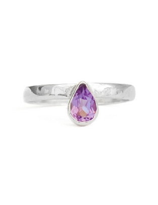 Anillo de pera Destellos De La Tierra P 925 de plata amatista pavé