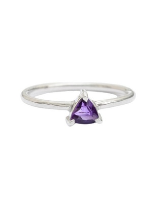 Anillo triangular Destellos De La Tierra P 925 de plata amatista pavé