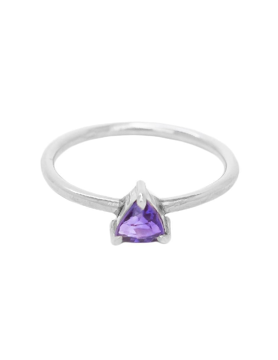 Anillo triangular Destellos De La Tierra P 925 de plata amatista pavé 5