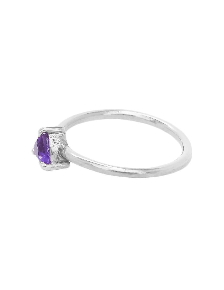 Anillo triangular Destellos De La Tierra P 925 de plata amatista pavé