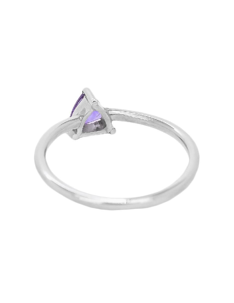 Anillo triangular Destellos De La Tierra P 925 de plata amatista pavé