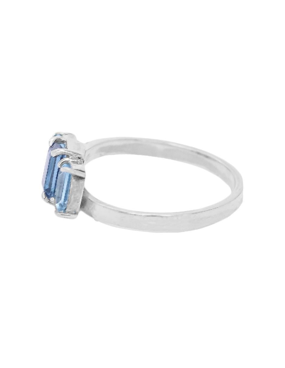 Anillo rectangular Destellos De La Tierra P 925 de plata topacio pavé