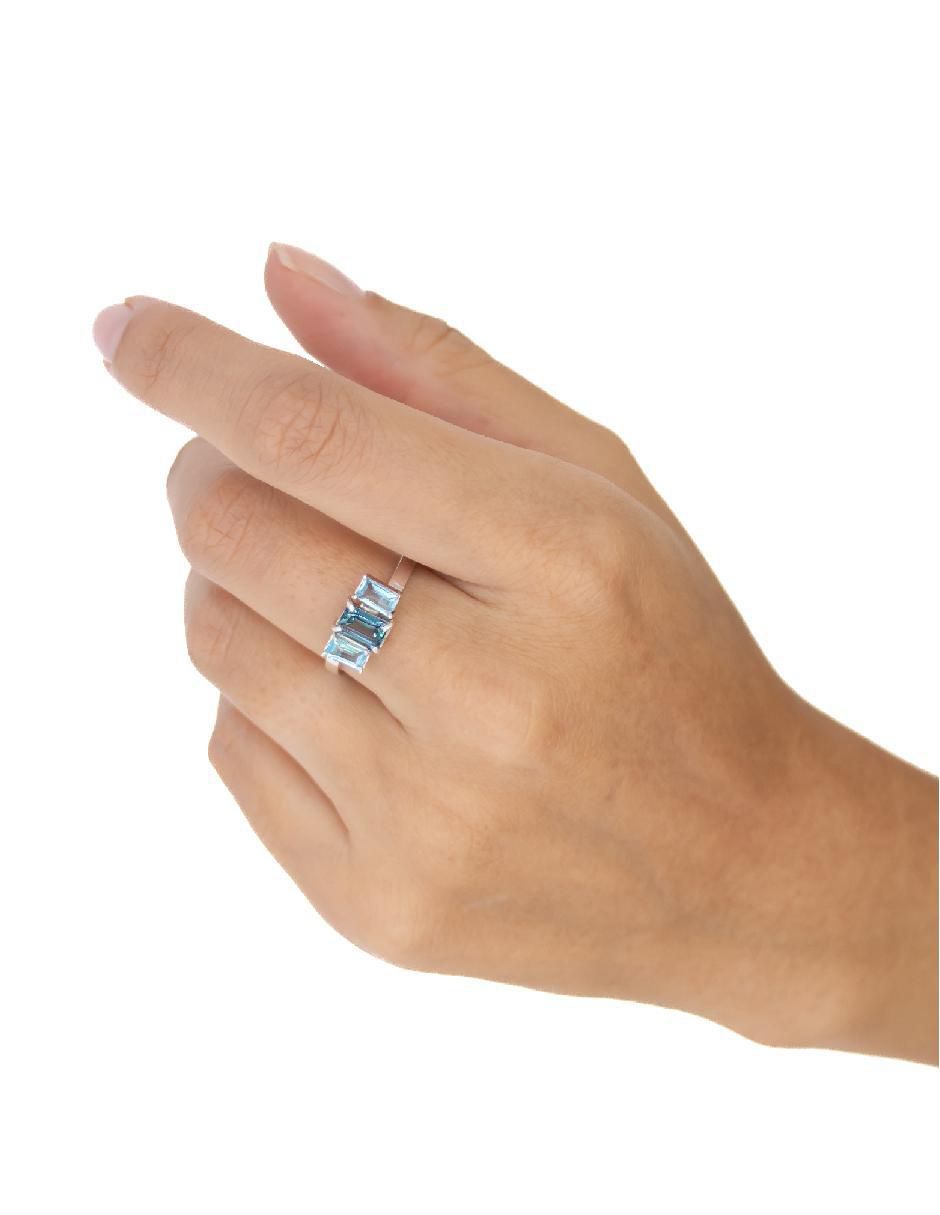 Anillo rectangular Destellos De La Tierra P 925 de plata topacio pavé