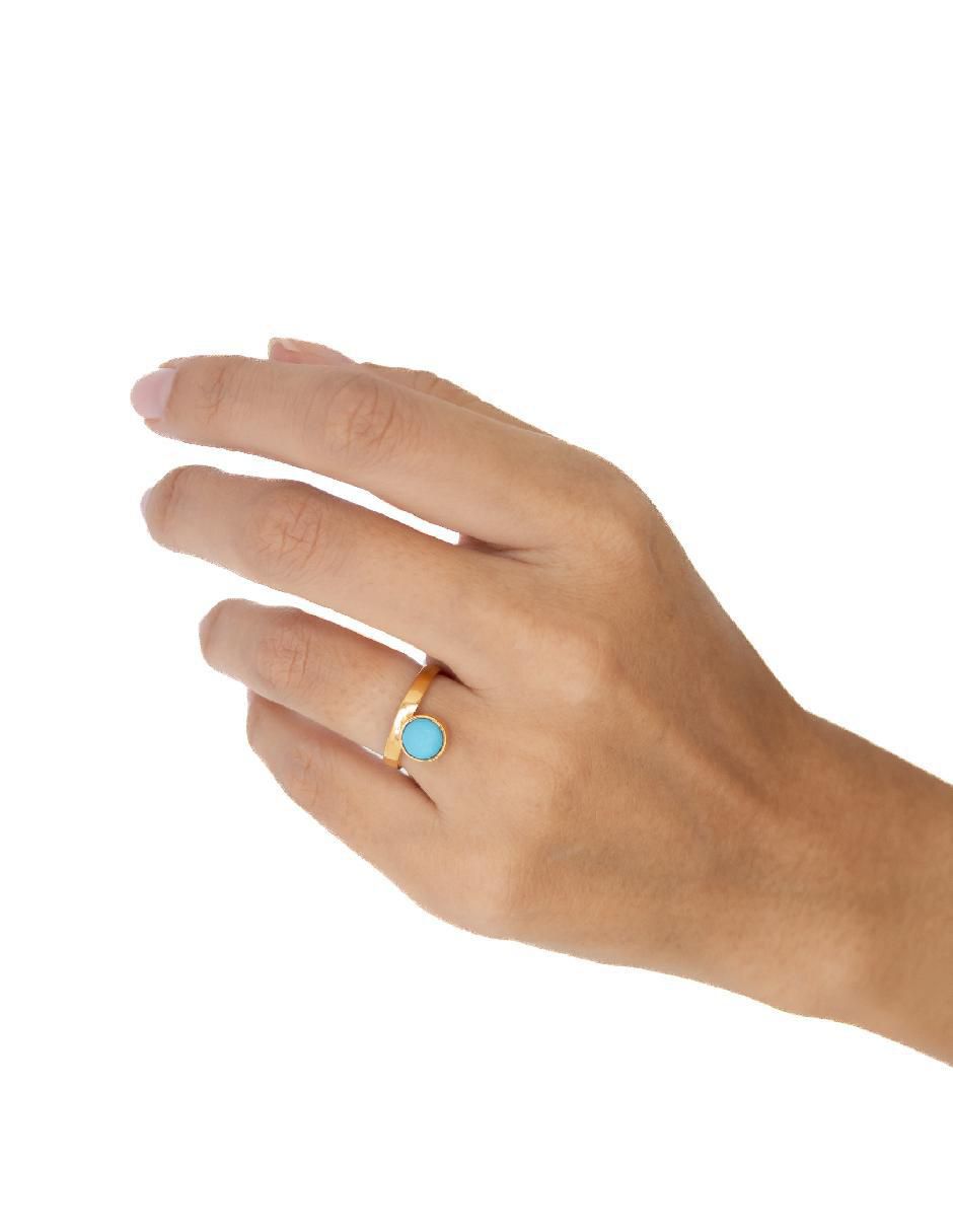 Anillo redondo Destellos De La Tierra de plata P 925 turquesa con acabado baño de oro