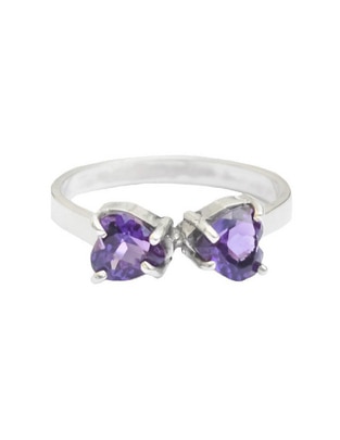 Anillo de corazón Destellos De La Tierra P 925 de plata amatista pavé
