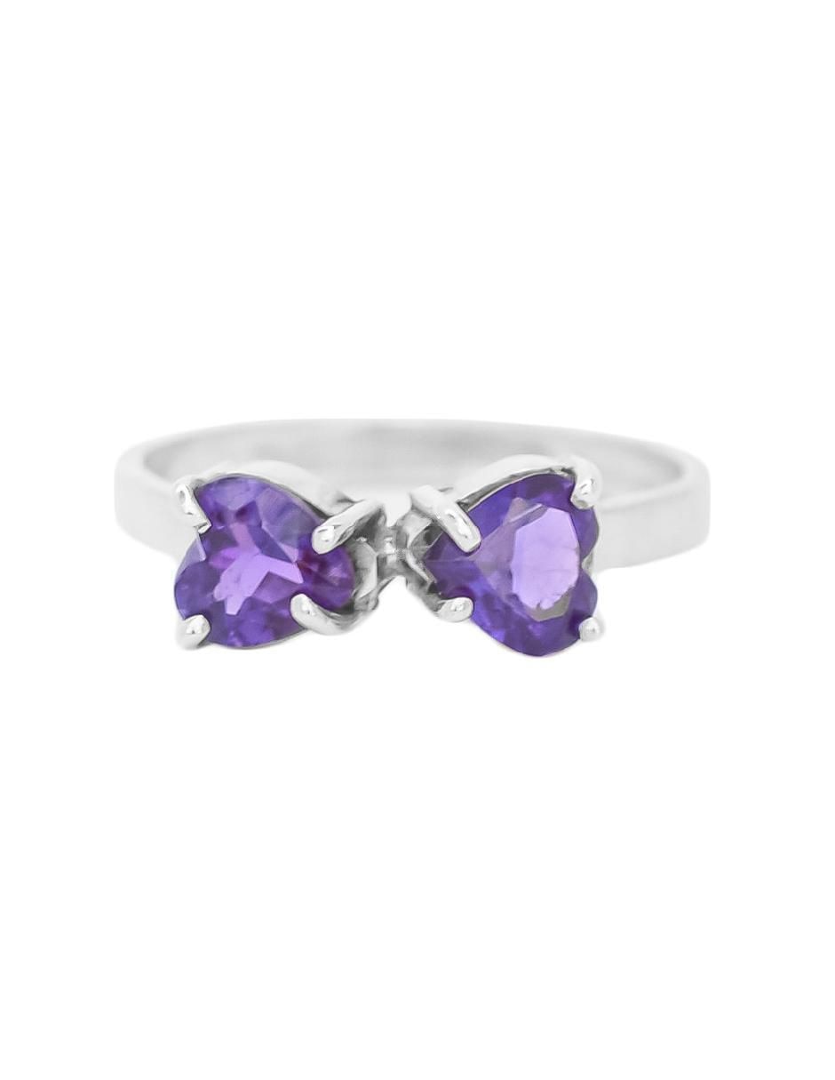 Anillo de corazón Destellos De La Tierra P 925 de plata amatista pavé 5