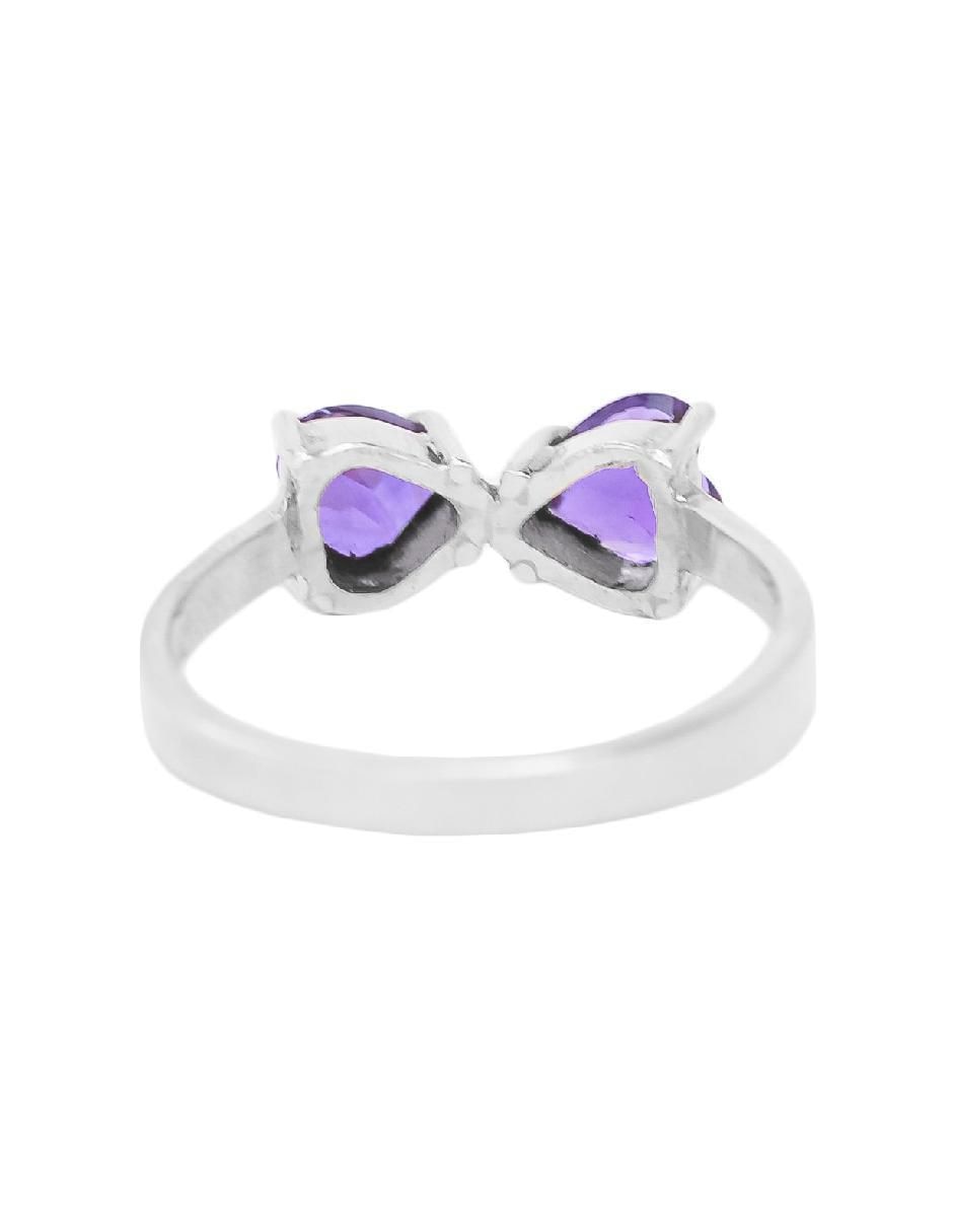 Anillo de corazón Destellos De La Tierra P 925 de plata amatista pavé