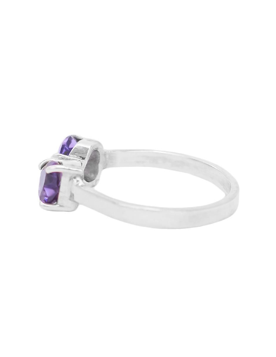 Anillo de corazón Destellos De La Tierra P 925 de plata amatista pavé