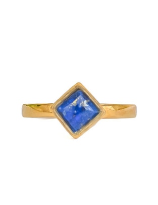 Anillo de rombo Destellos De La Tierra de plata P 925 lapislázuli con acabado baño de oro