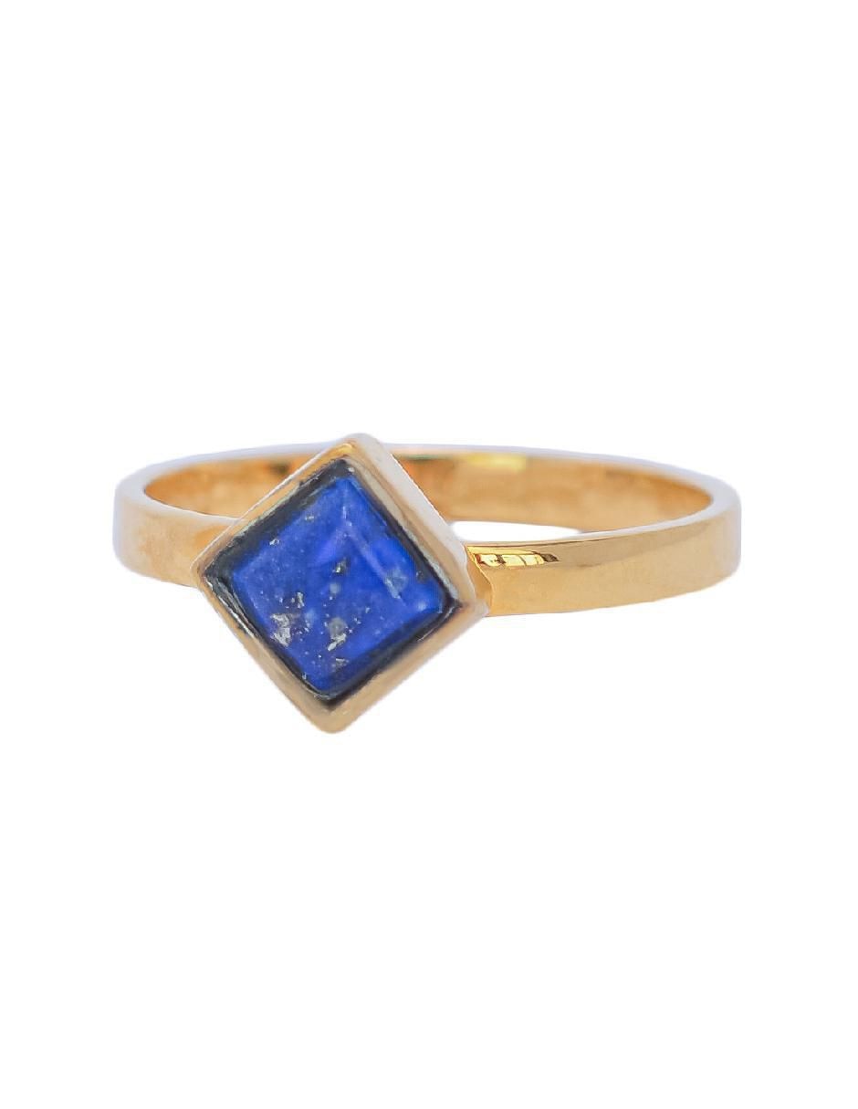 Anillo de rombo Destellos De La Tierra de plata P 925 lapislázuli con acabado baño de oro 5
