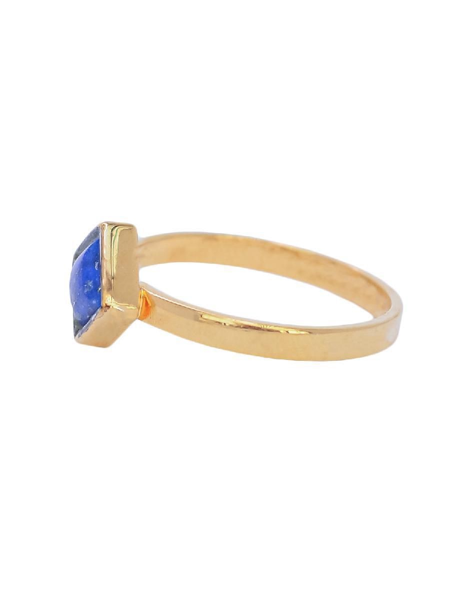 Anillo de rombo Destellos De La Tierra de plata P 925 lapislázuli con acabado baño de oro