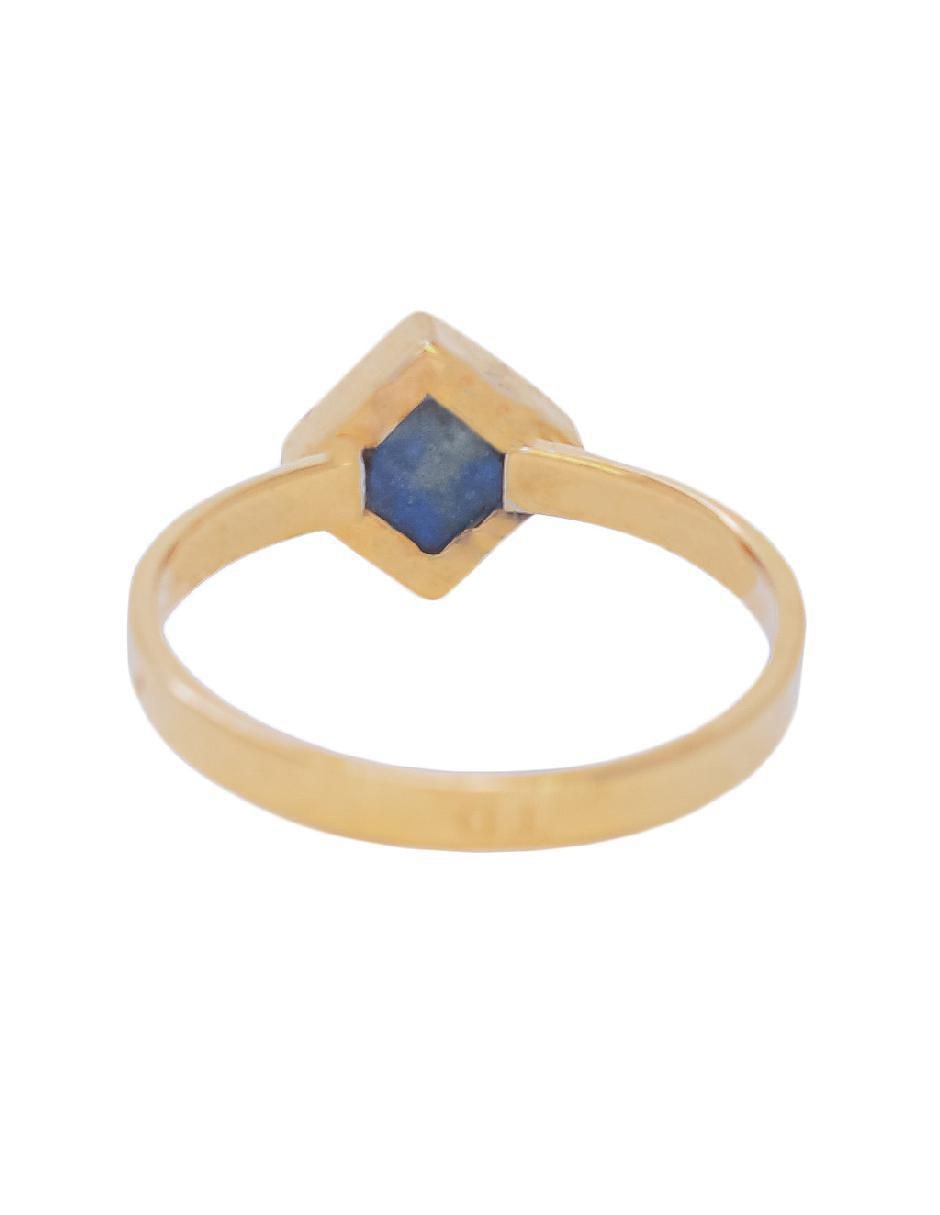 Anillo de rombo Destellos De La Tierra de plata P 925 lapislázuli con acabado baño de oro