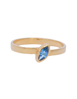 Anillo de rombo Destellos De La Tierra de plata P 925 topacio azul de londres con acabado baño de oro