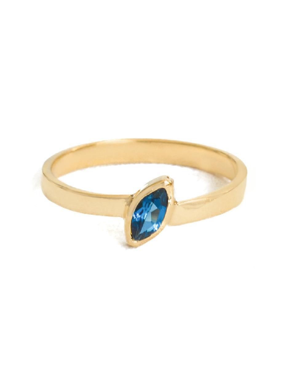 Anillo de rombo Destellos De La Tierra de plata P 925 topacio azul de londres con acabado baño de oro 5