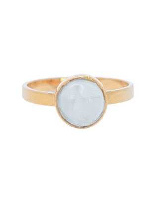 Anillo redondo Destellos De La Tierra de plata P 925 aguamarina con acabado baño de oro