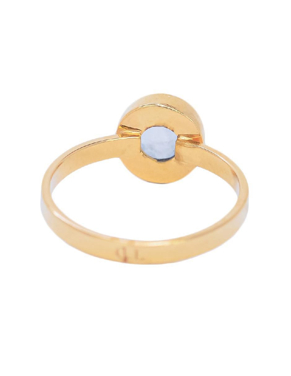Anillo redondo Destellos De La Tierra de plata P 925 aguamarina con acabado baño de oro