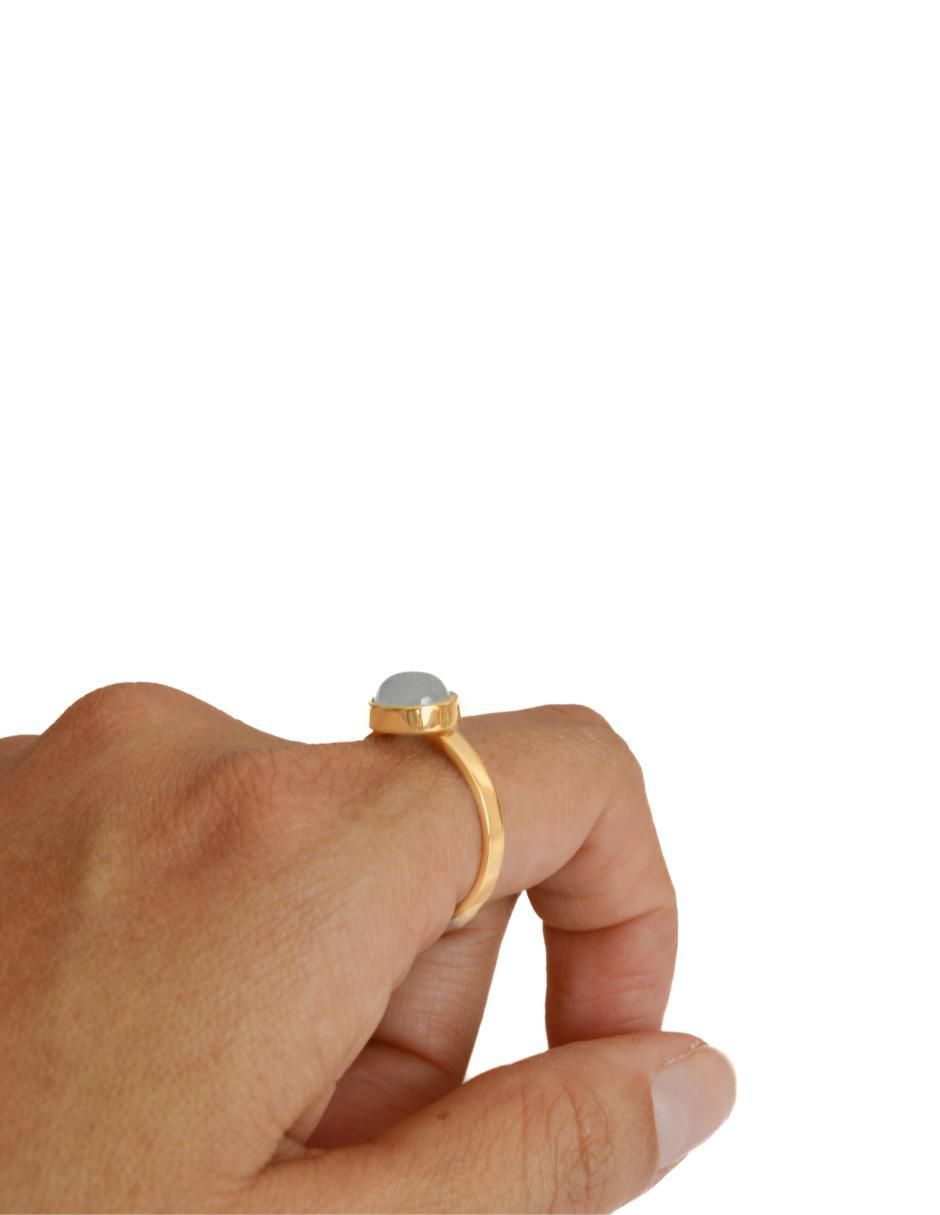 Anillo redondo Destellos De La Tierra de plata P 925 aguamarina con acabado baño de oro