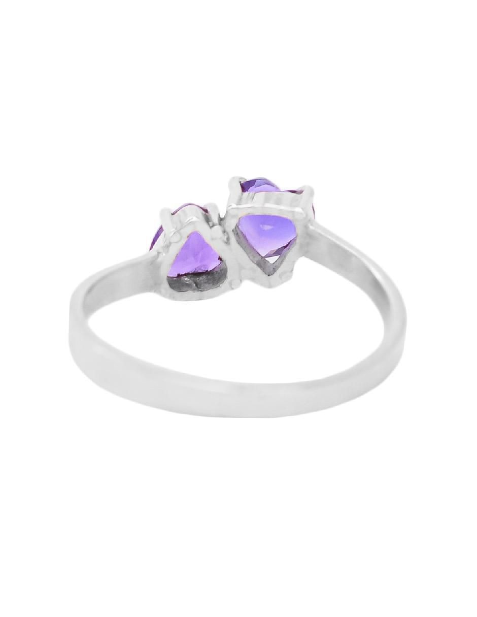 Anillo de corazón Destellos De La Tierra P 925 de plata amatista pavé