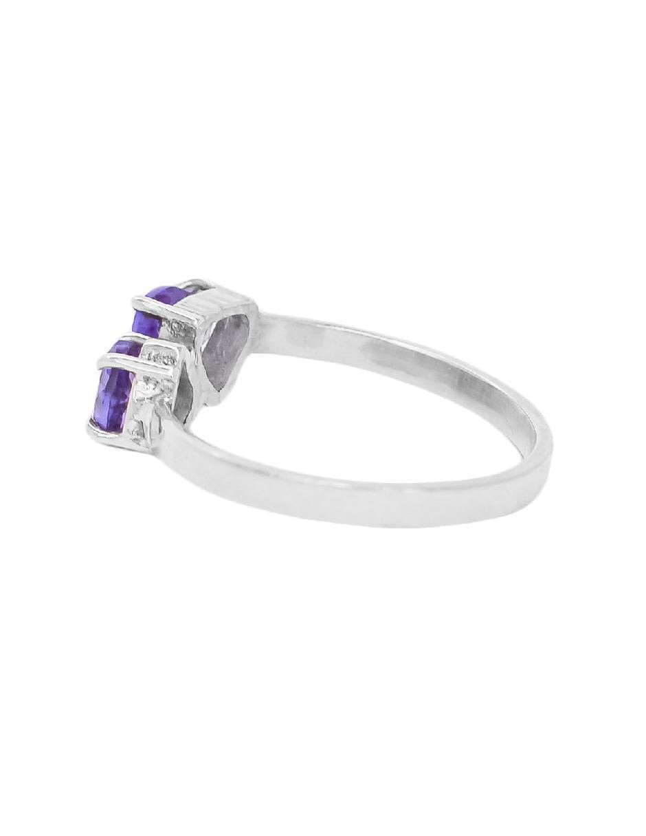 Anillo de corazón Destellos De La Tierra P 925 de plata amatista pavé