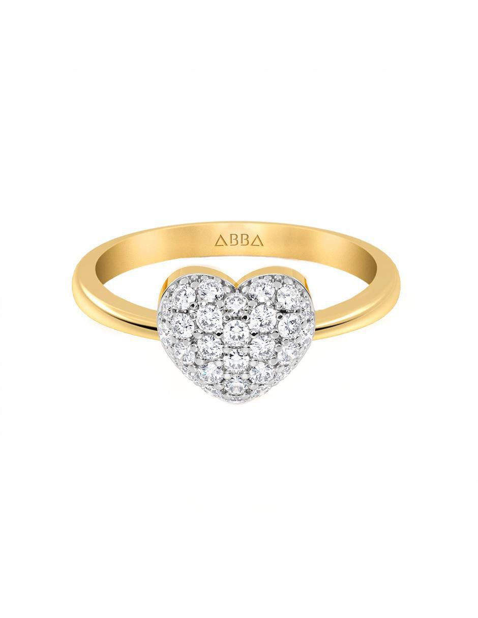 Anillo de corazón 10 k de oro zirconia brillante Anillo de corazón 10 k de oro zirconia brillante