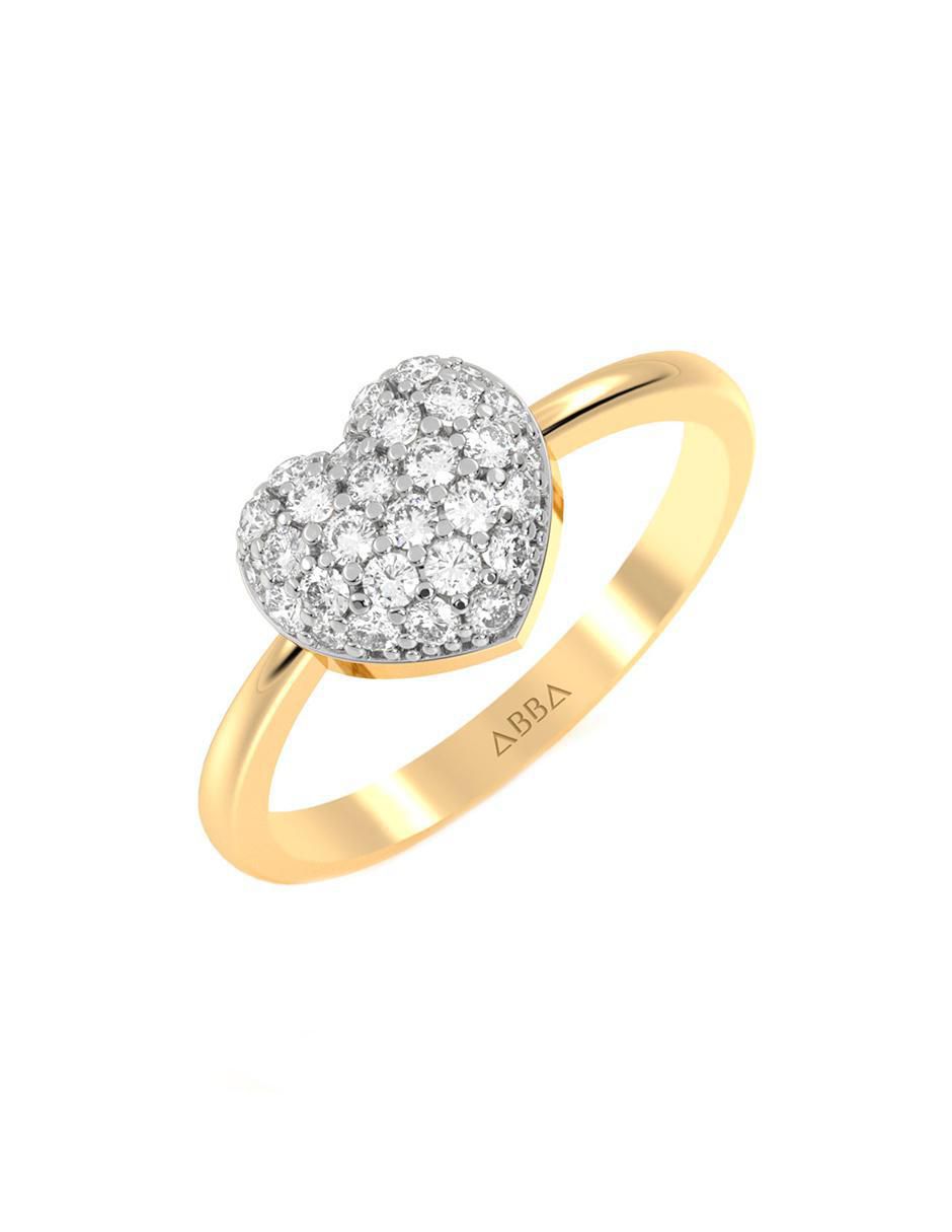 Anillo de corazón abba joyas de oro zirconia brillante