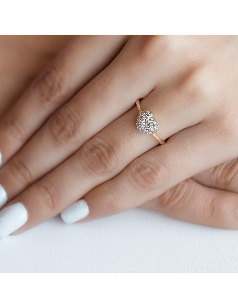 Anillo de corazón abba joyas de oro zirconia brillante
