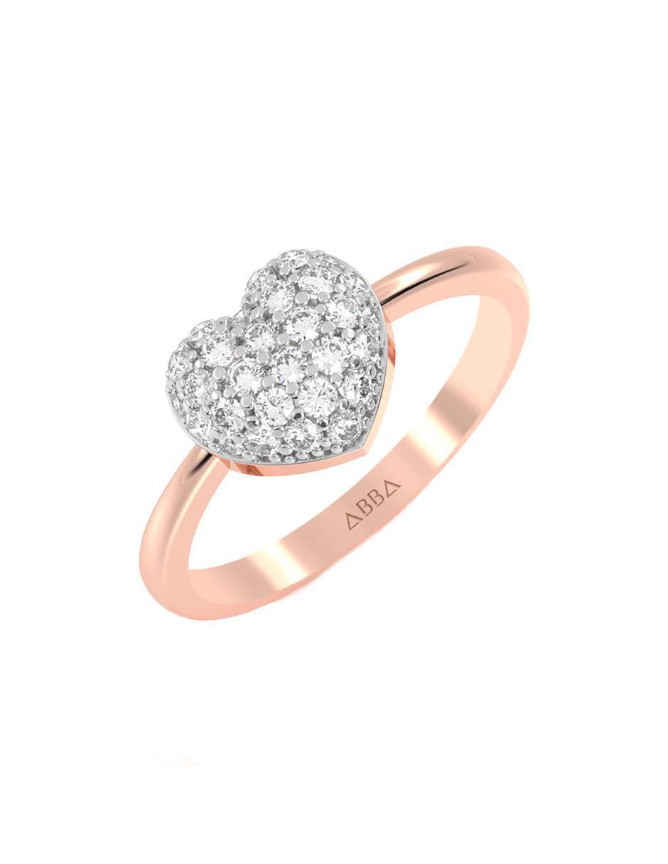 Anillo de corazón de oro zirconia brillante 2