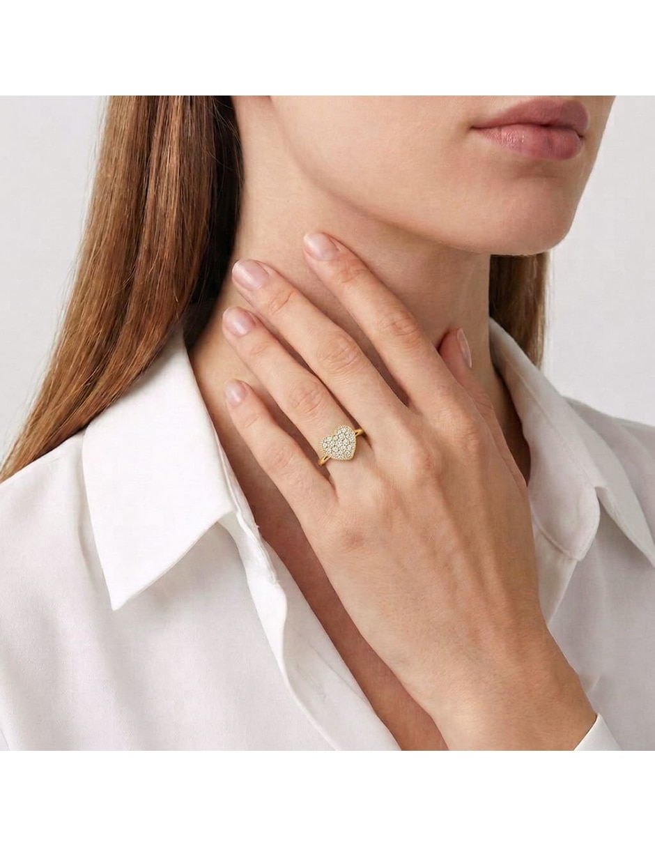 Anillo de corazón abba joyas de oro zirconia brillante