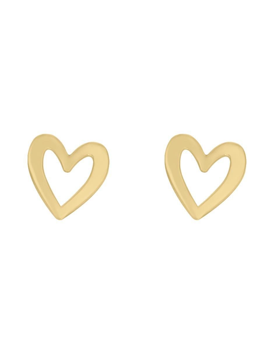 Aretes de corazón de oro 14 K con acabado brillante