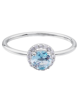 Anillo redondo 18 k de oro blanco diamante brillante