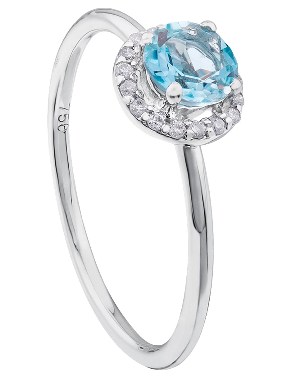 Anillo redondo 18 k de oro blanco diamante brillante 5