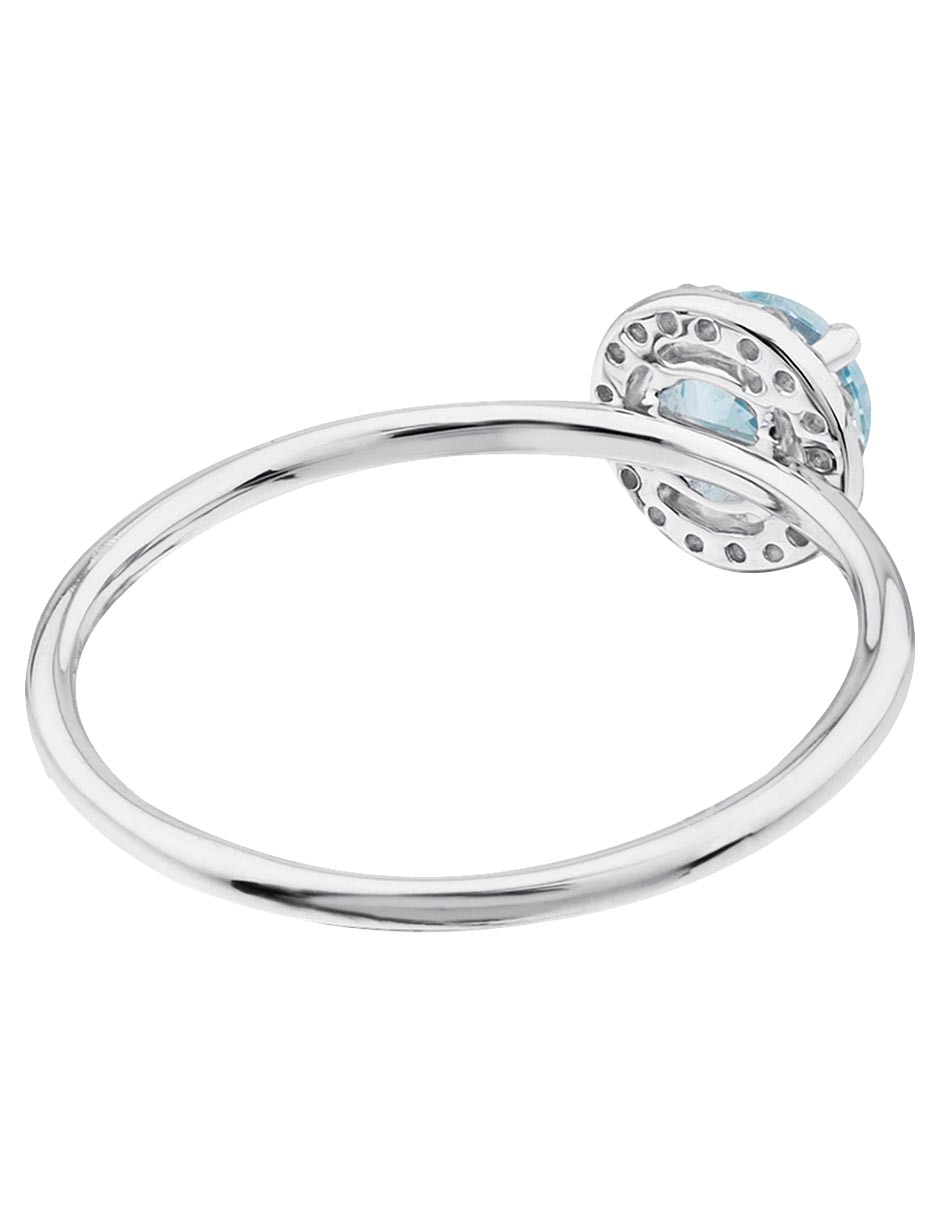 Anillo redondo 18 k de oro blanco diamante brillante 4