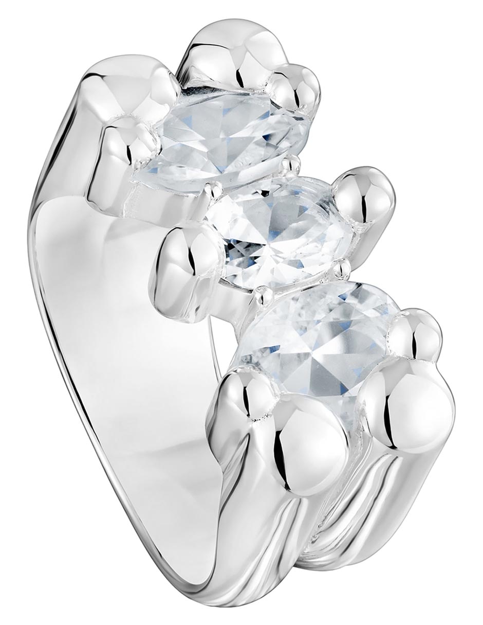 Anillo redondo P 925 de plata cuarzo brillante 5