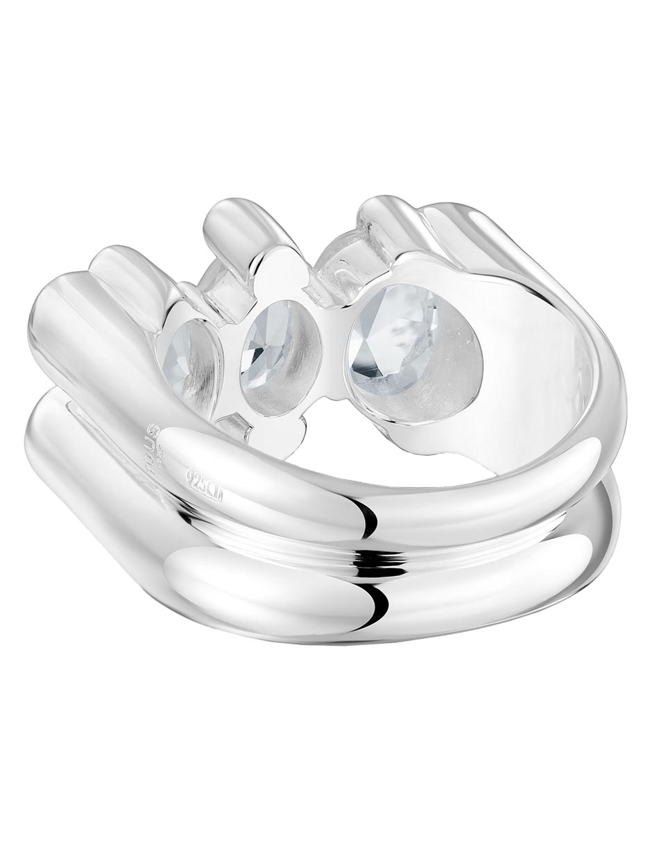 Anillo redondo P 925 de plata cuarzo brillante 4