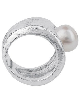 Anillo redondo Duna P 925 de plata perla brillante