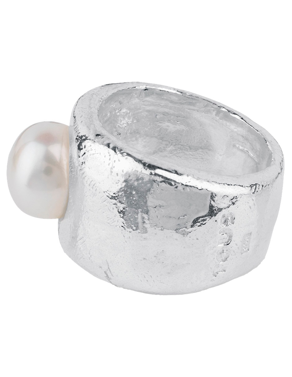 Anillo redondo Duna P 925 de plata perla brillante 5
