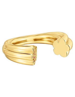 Anillo redondo de plata P 925 rodolita con acabado baño de oro