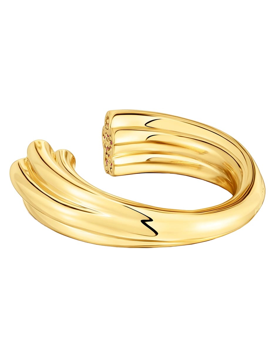 Anillo redondo de plata P 925 rodolita con acabado baño de oro 4