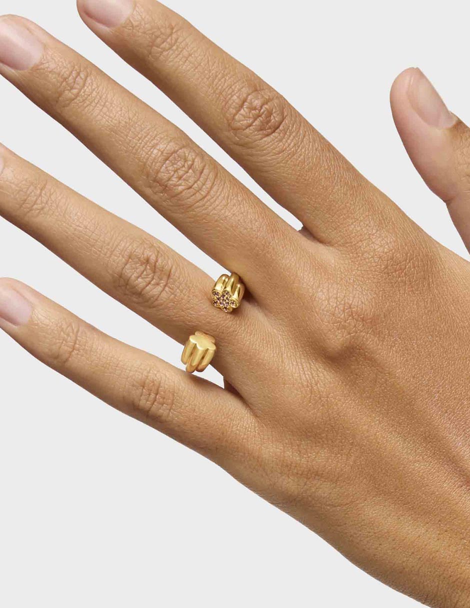 Anillo redondo de plata P 925 rodolita con acabado baño de oro 6
