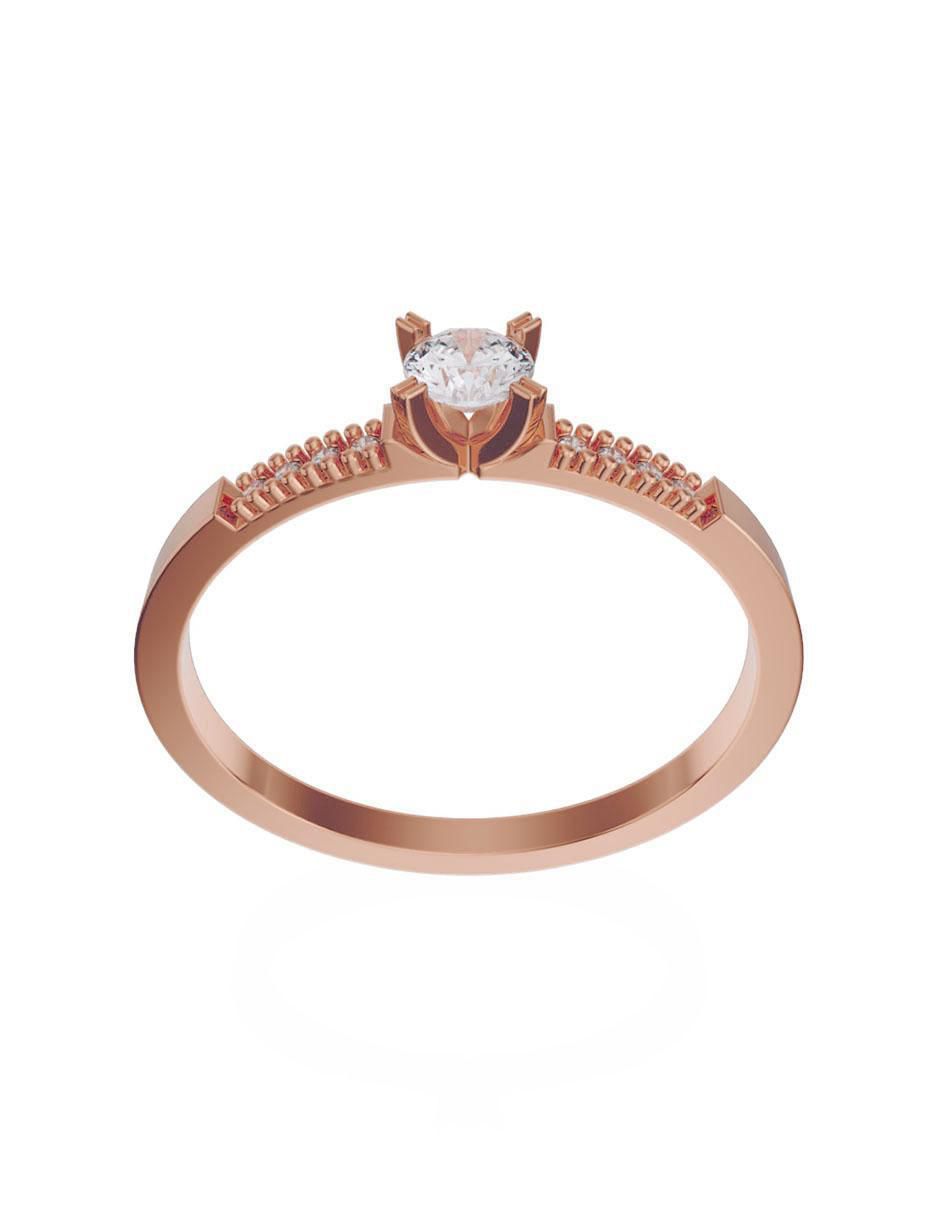 Anillo redondo 14 k de oro zirconia 2