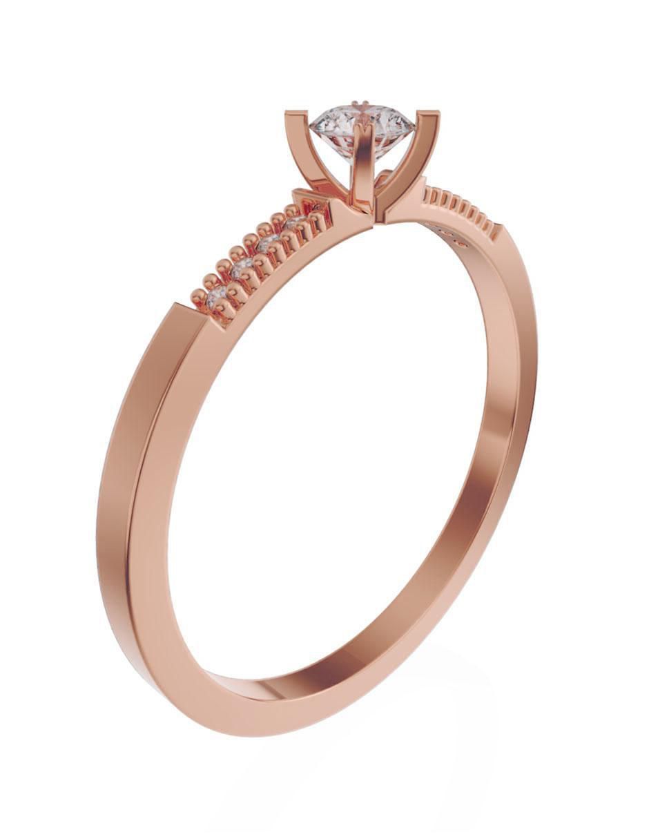 Anillo redondo 14 k de oro zirconia 3