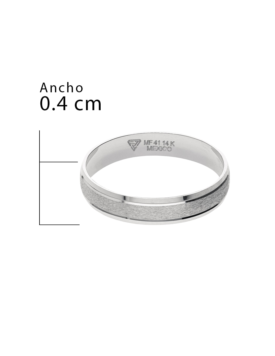 Argolla de oro blanco 14 K Cascada 4